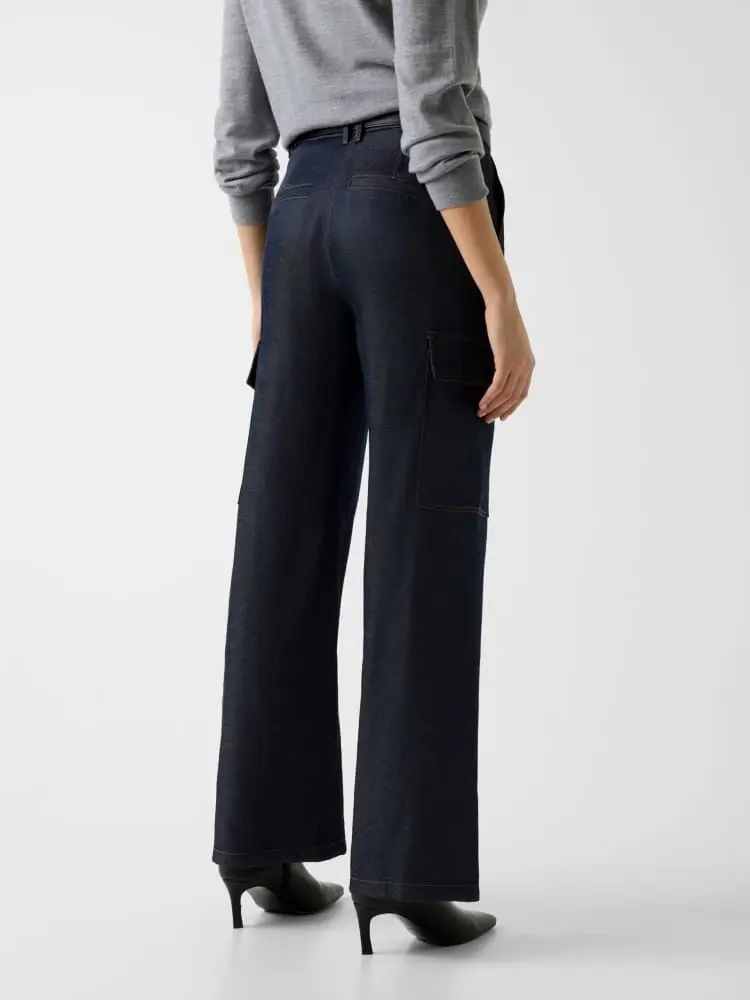 pantalone in denim donna cargo miniatura 3