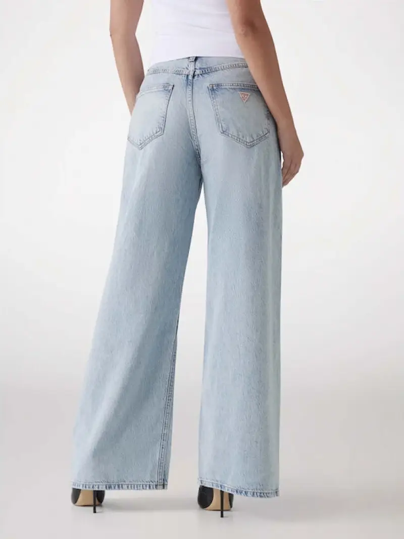 Guess pantalone in denim donna gamba larga logo sul retro miniatura 2