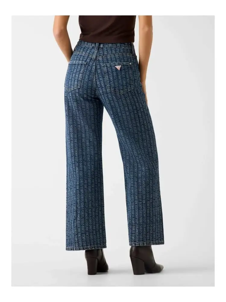 pantalone in denim donna logo all over miniatura 2