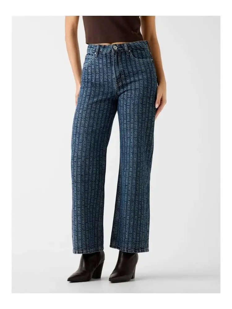 pantalone in denim donna logo all over