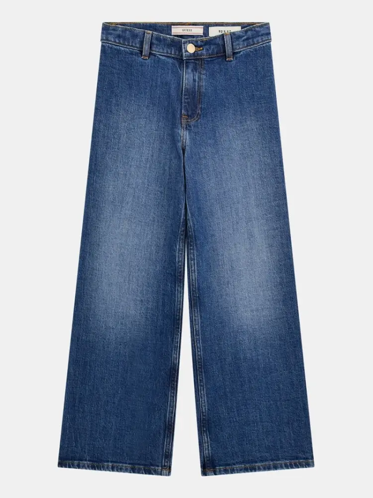 pantalone in denim medium bambina patch logo sul retro