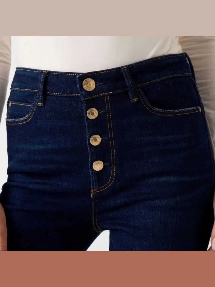 pantalone in denim scuro donna con logo miniatura 4