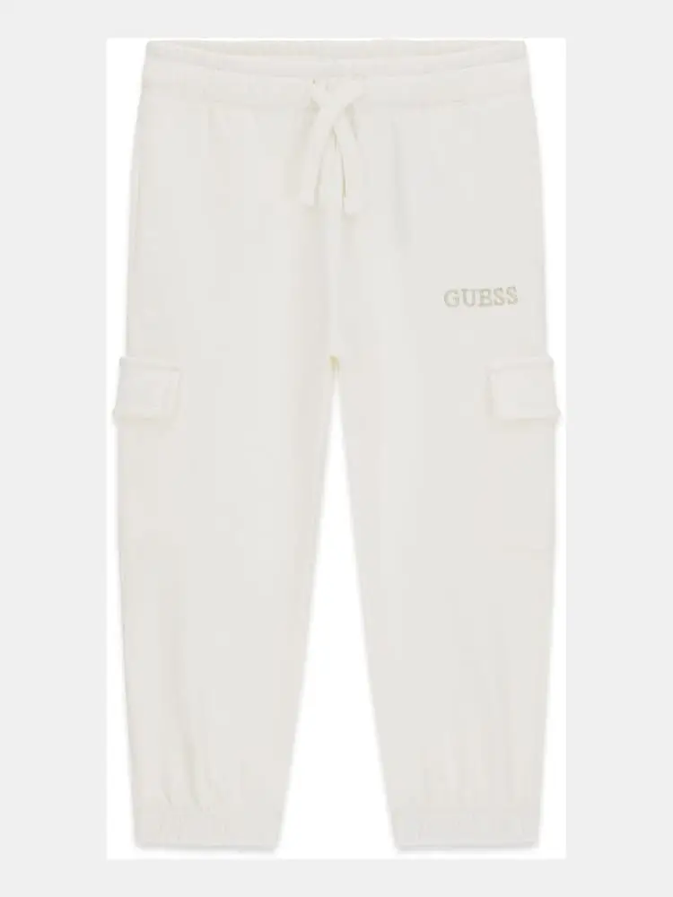 pantalone infant/kids con coulisse in vita bianco e tasconi laterali