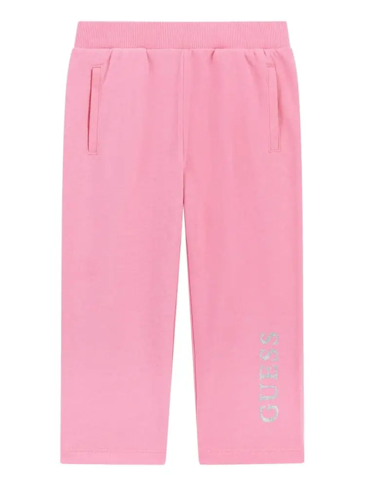pantalone infant/kids elastico in vita rosa con logo laterale