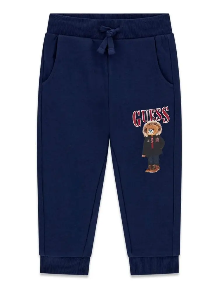 pantalone infant/kids in cotone blu con logo teddy