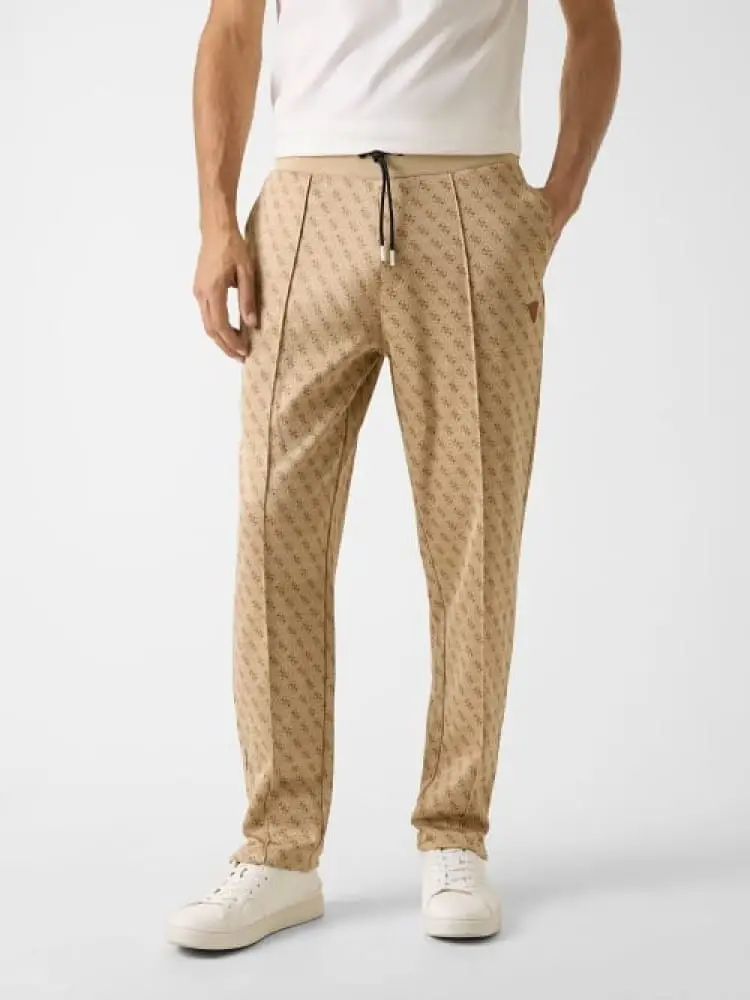 pantalone jogger korbin beige logo all ober
