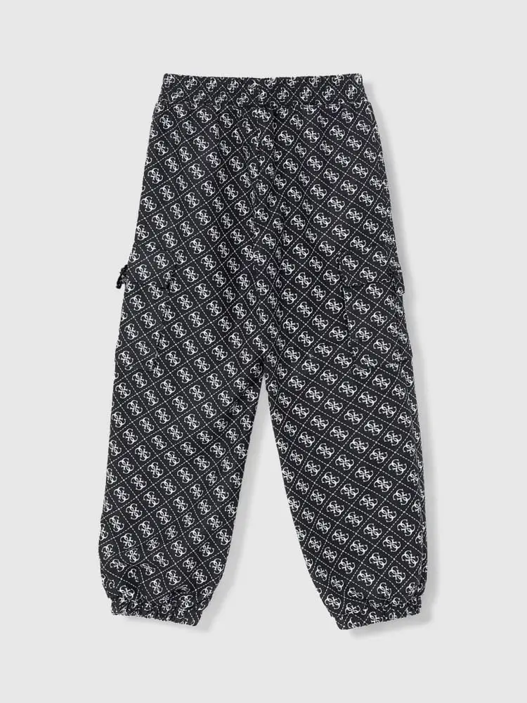 pantalone nero bambina logo all over miniatura 2