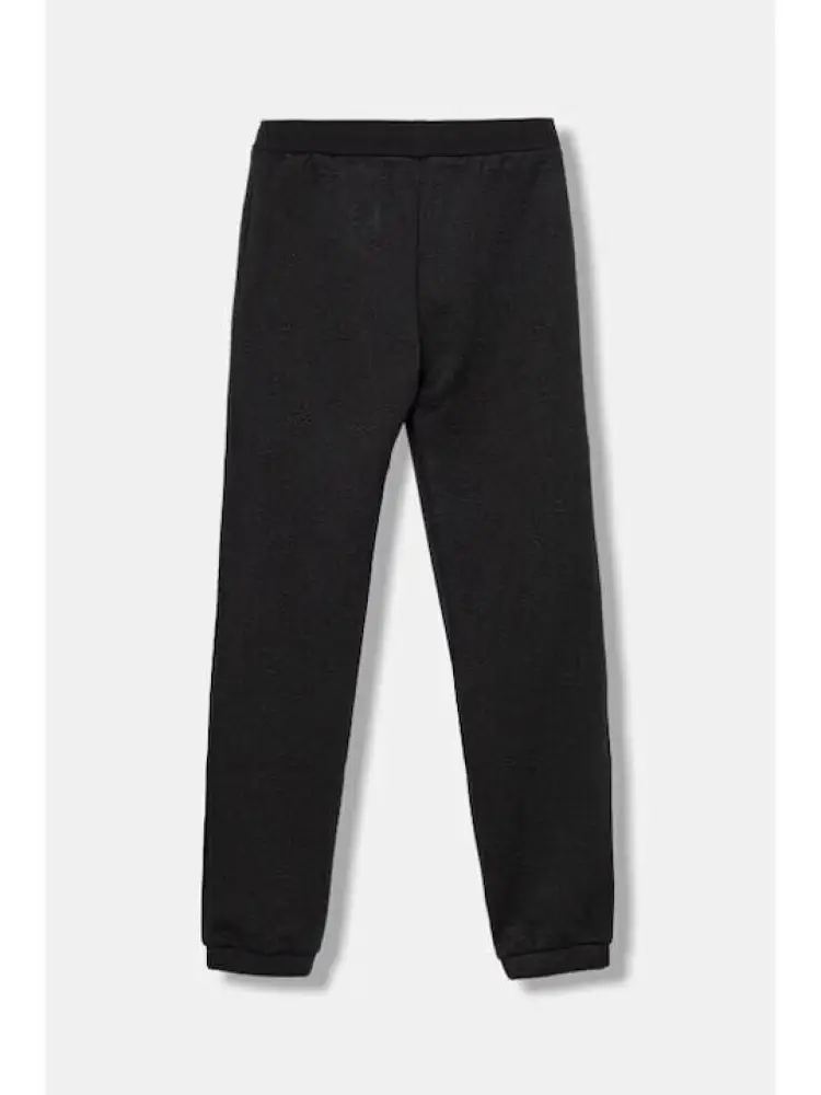 pantalone nero bambina tuta in cotone logo all over miniatura 2