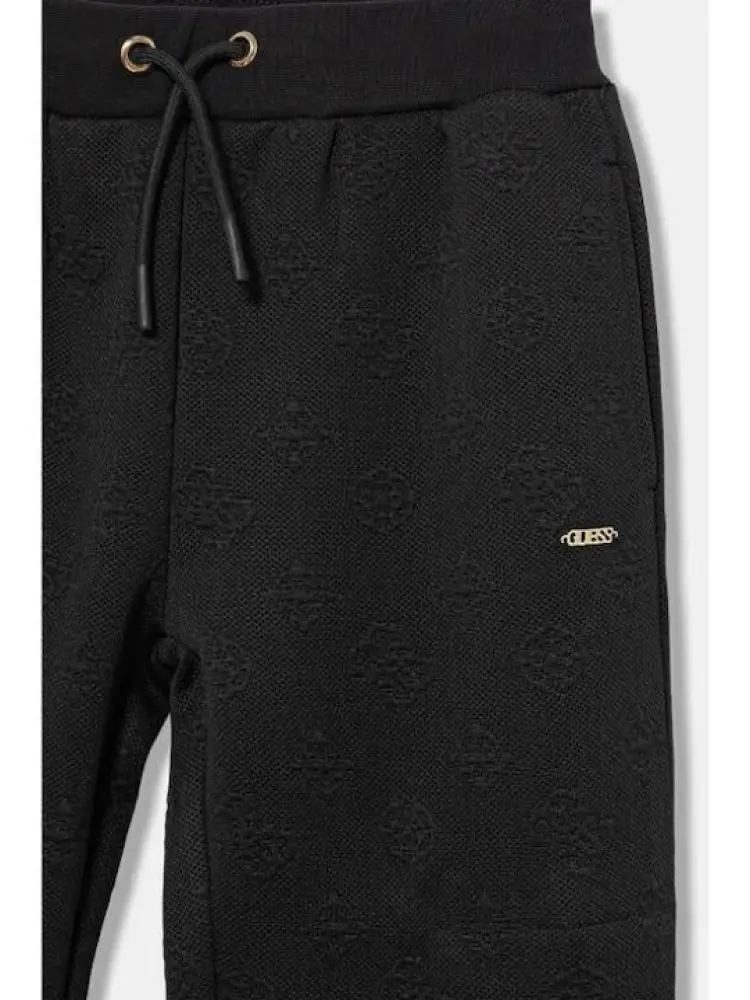 pantalone nero bambina tuta in cotone logo all over miniatura 3