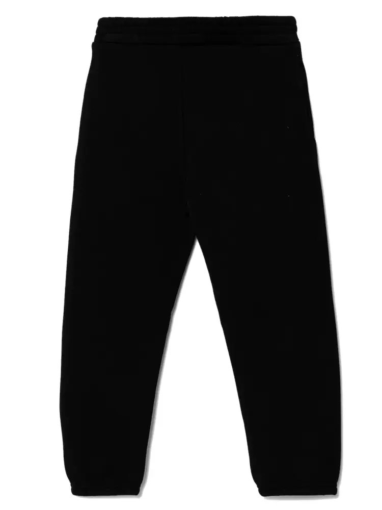 pantalone nero bambina tuta in cotone mini logo con strass miniatura 2