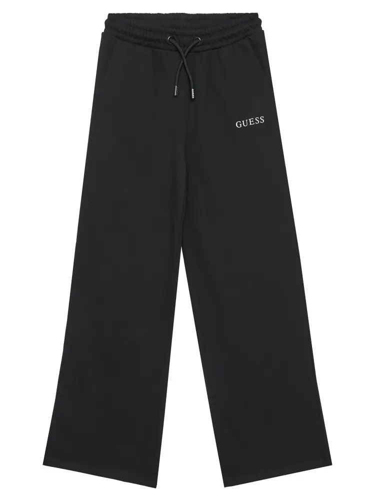 pantalone nero bambina tuta in cotone mini logo sul lato