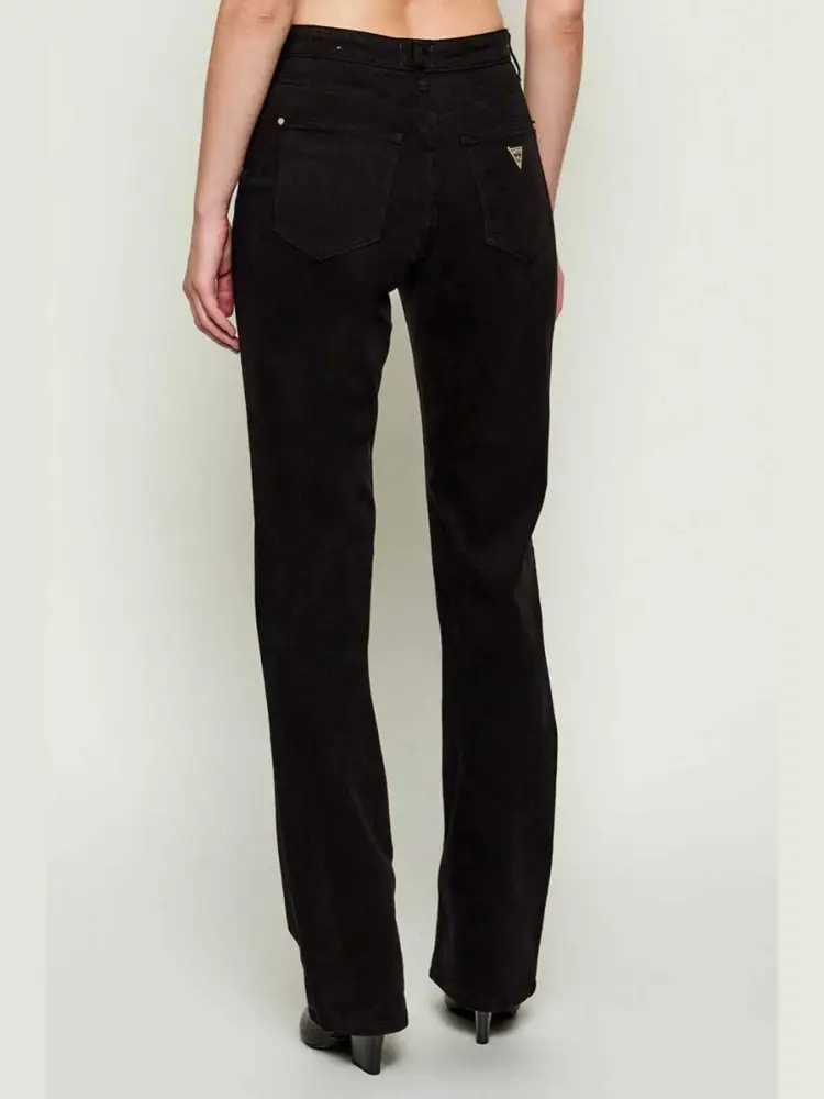 pantalone nero donna in denim patch logo sul retro miniatura 2