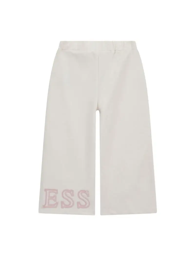 Guess pantalone panna bambina in cotone logo con paillettes sul fondo miniatura 2