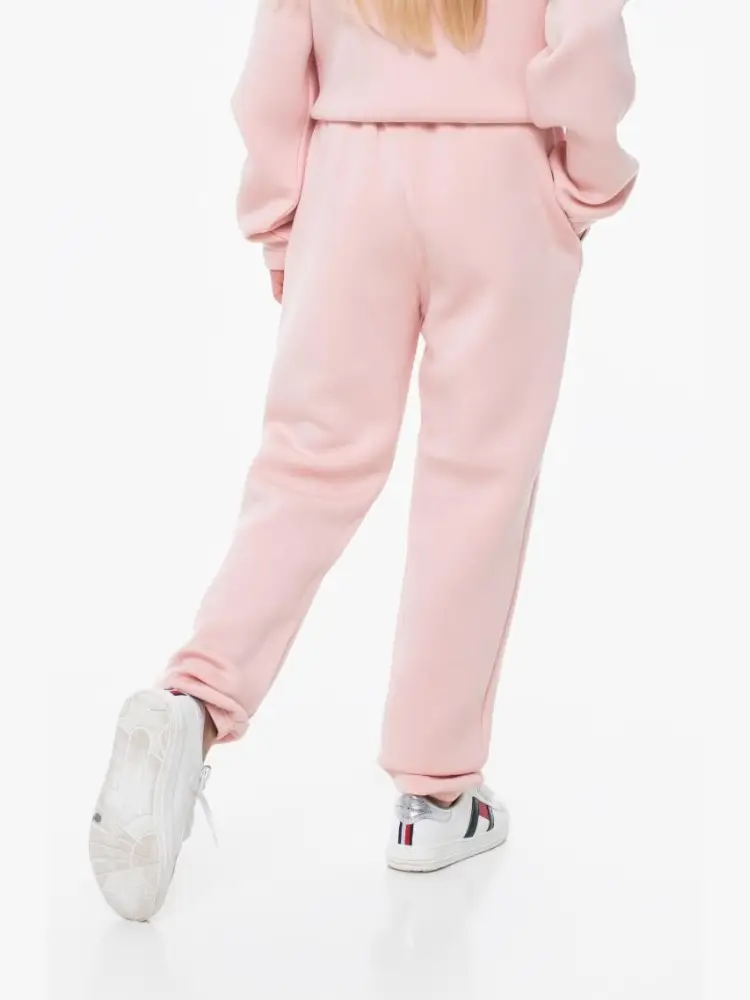 pantalone rosa bambina tuta in cotone logo sul davanti miniatura 2