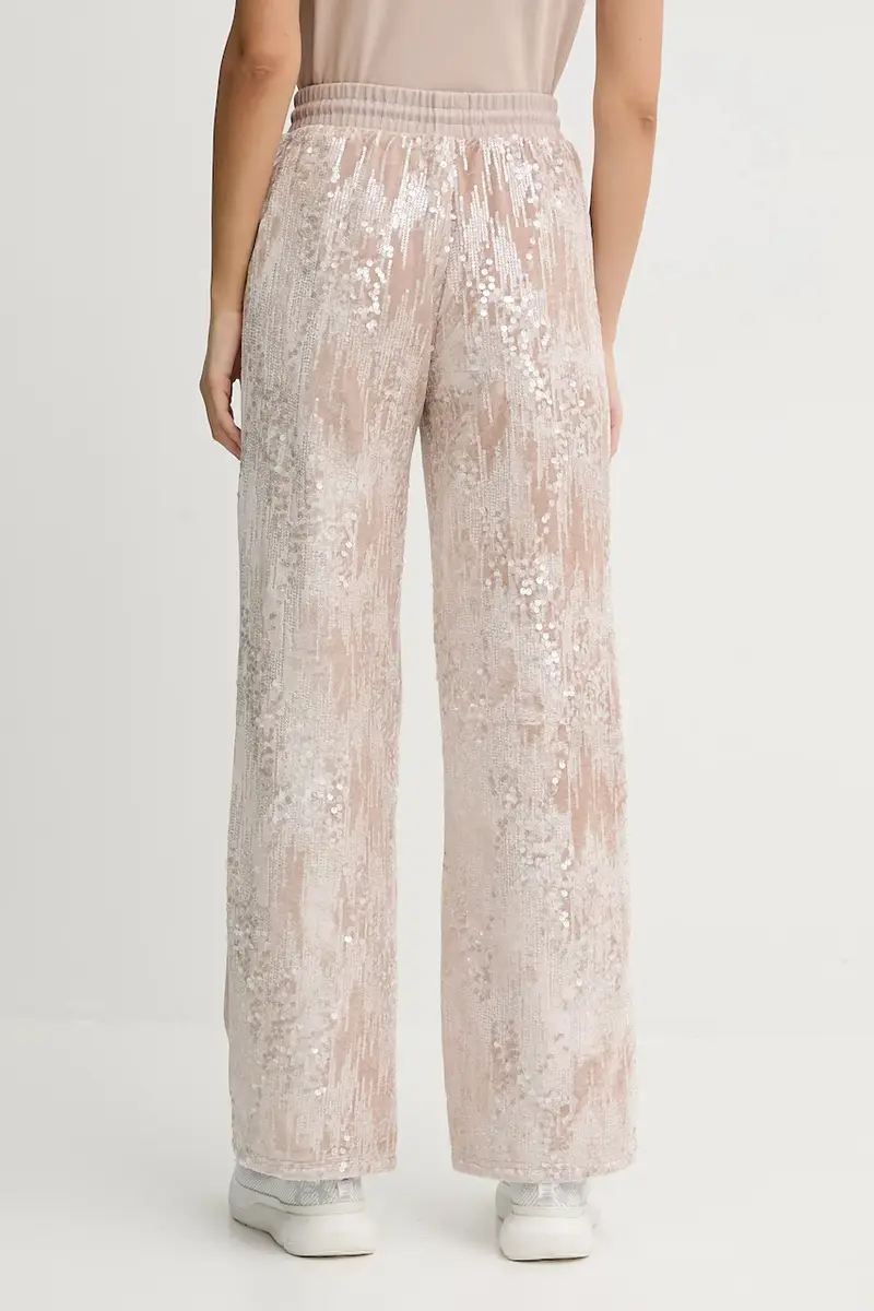 pantaloni da tuta in velluto donna colore beige con applicazione V5BB01 K1922 miniatura 3