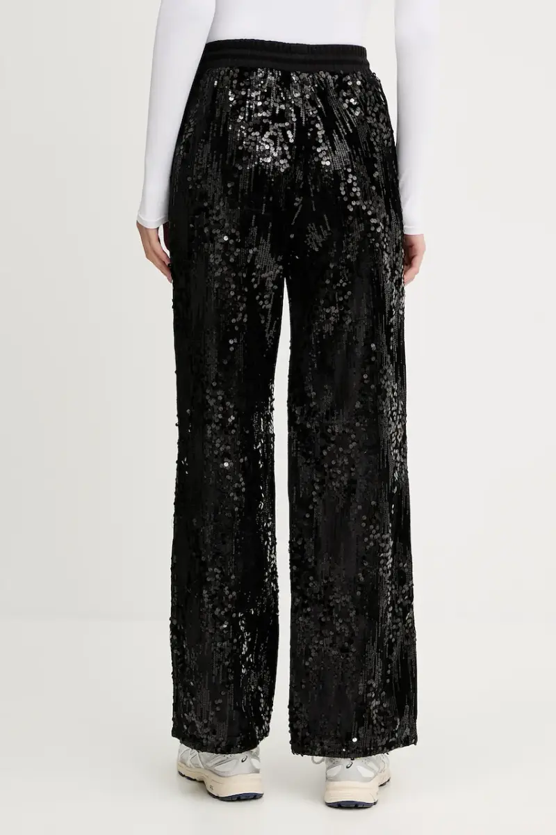 pantaloni da tuta in velluto donna colore nero con applicazione V5BB01 K1922 miniatura 3