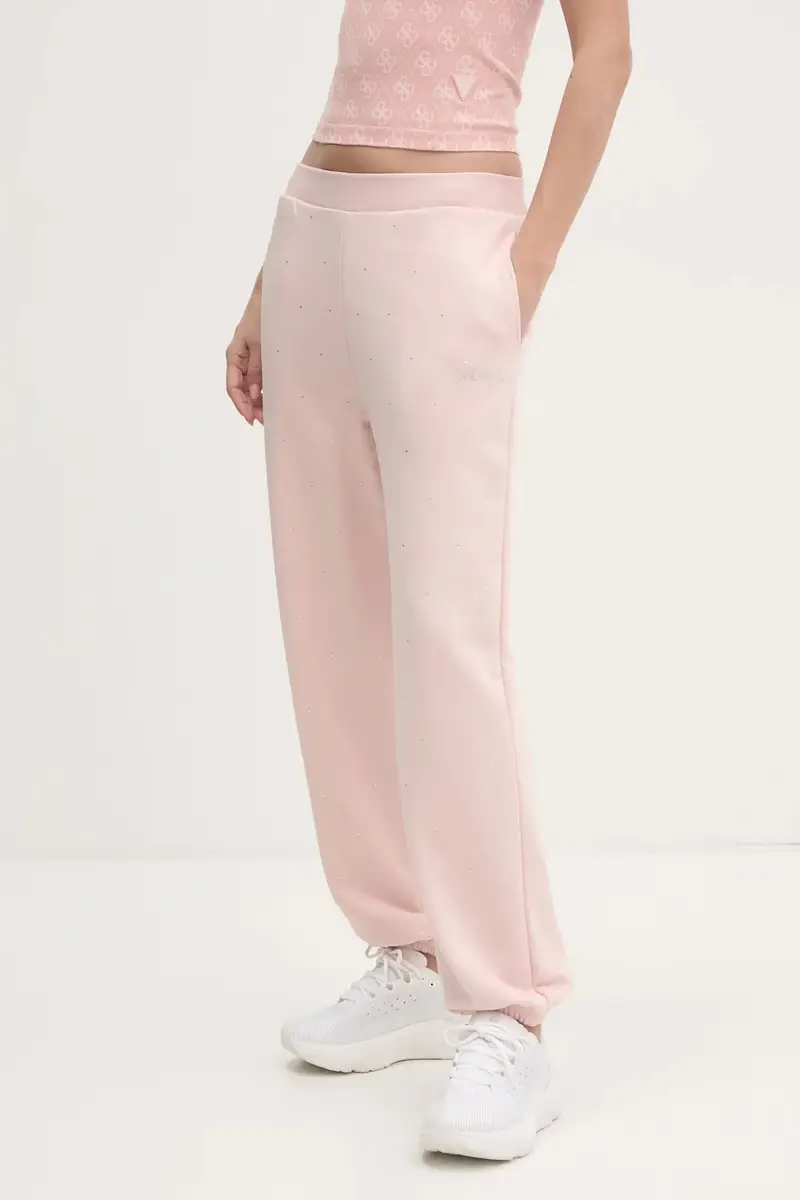 pantaloni della tuta RHINESTONES colore rosa con applicazione V5RB08 KCLJ0