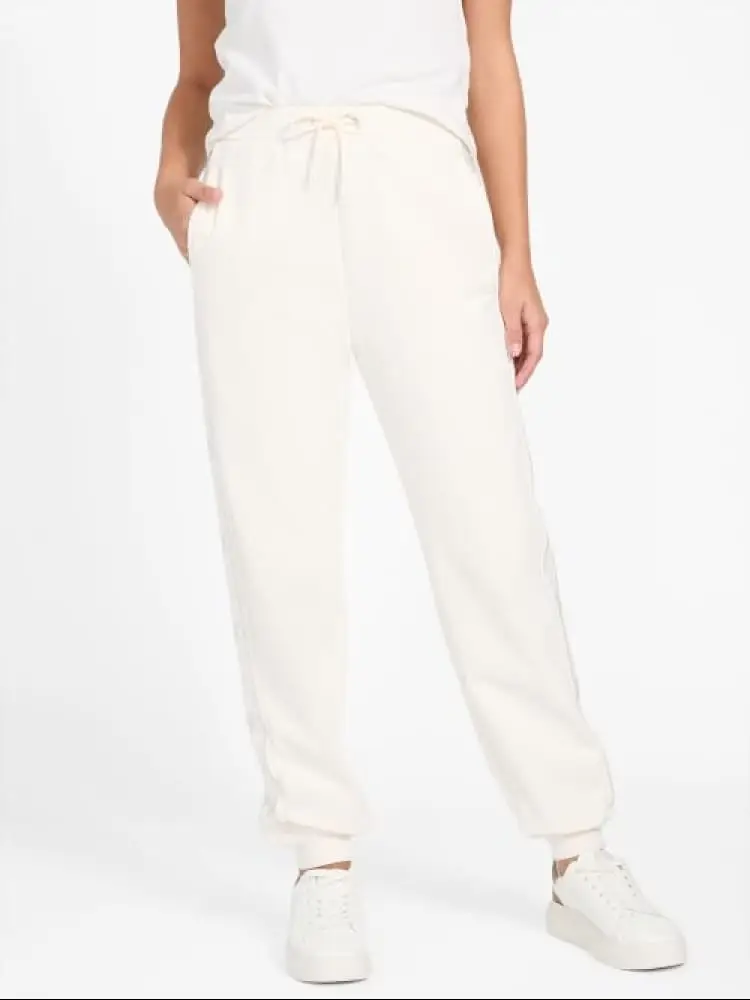 pantaloni donna jogger con banda logo strass octavia panna