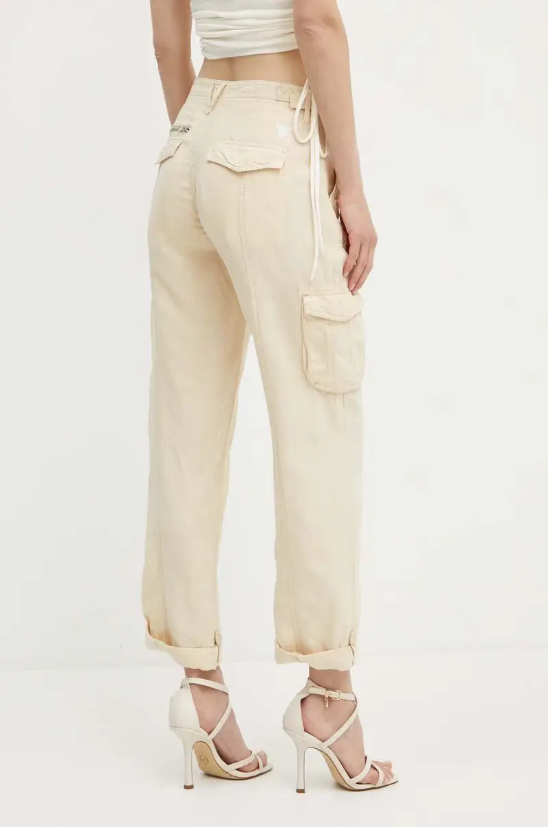 pantaloni in lino misto NESSI colore beige W4GA0A WG8N0 miniatura 3