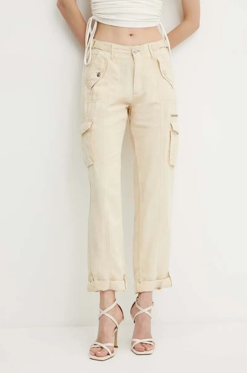 pantaloni in lino misto NESSI colore beige W4GA0A WG8N0