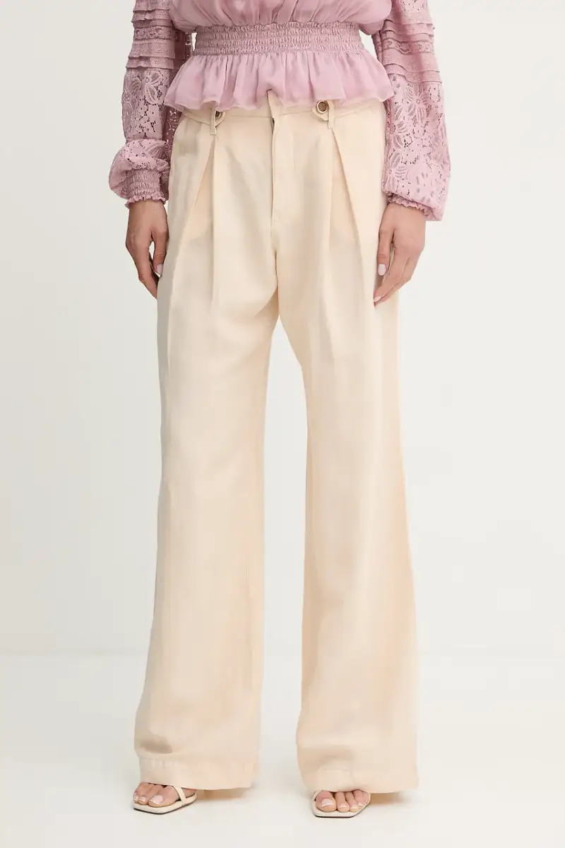 pantaloni in lino misto SHAYE donna colore beige W5GA2G WG8N0