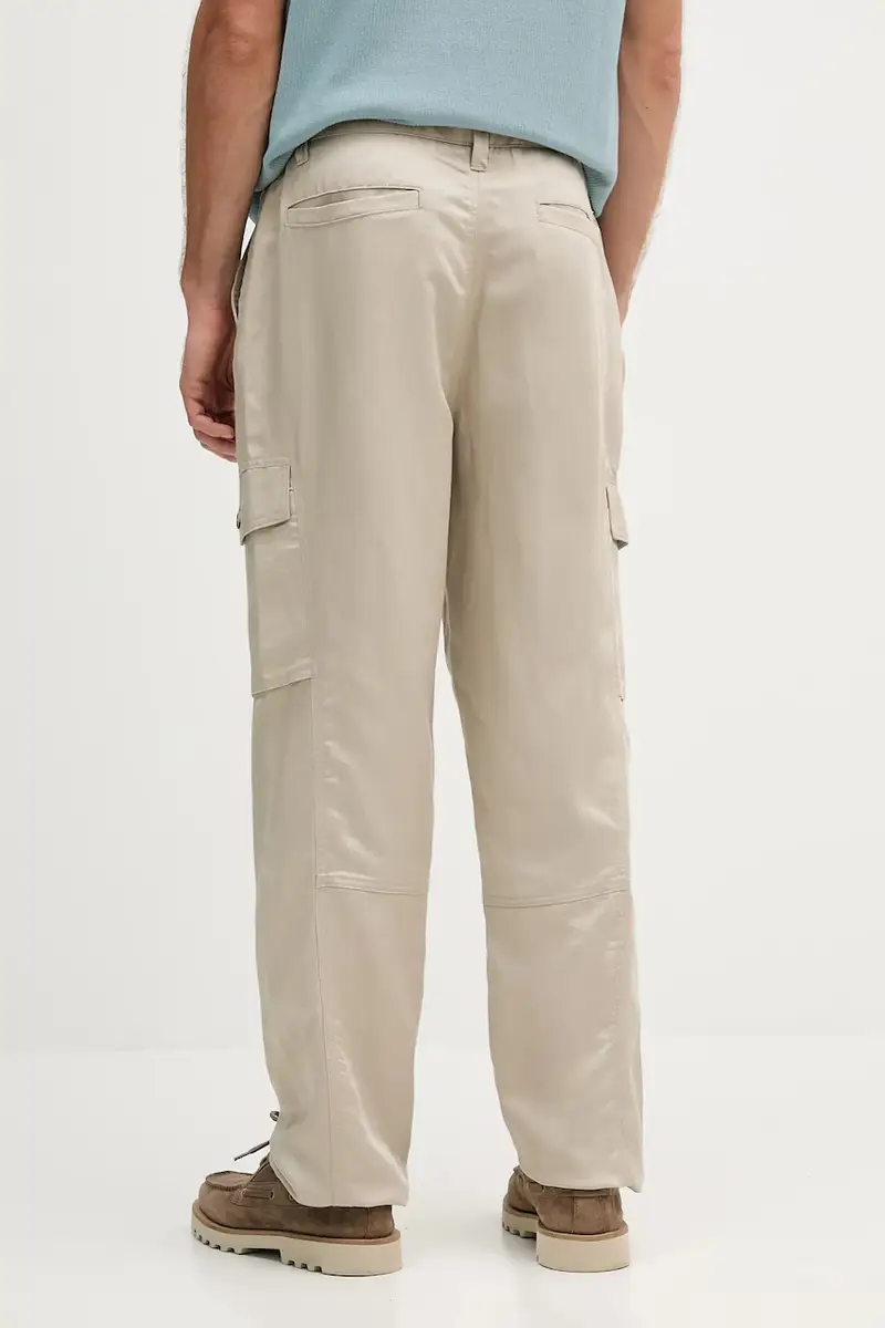 pantaloni in lino misto uomo colore beige M5YB73 WFI72 miniatura 3