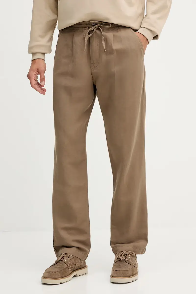 pantaloni in lino uomo colore marrone M5YB77 WHC00