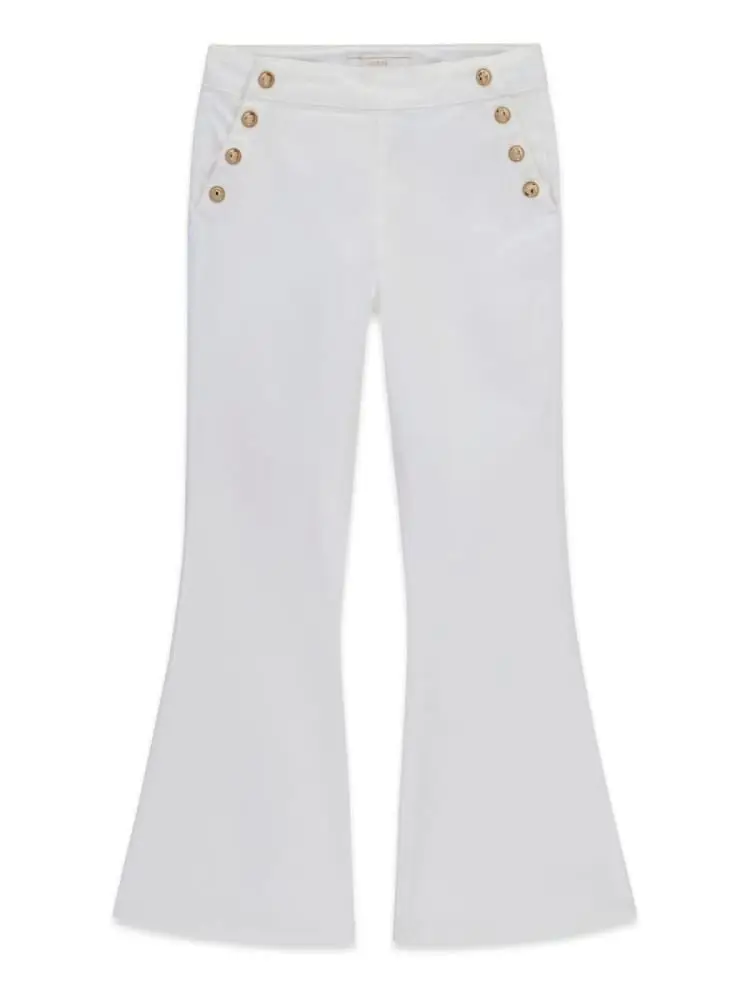 pantaloni kids/junior bianchi flare con bottoni
