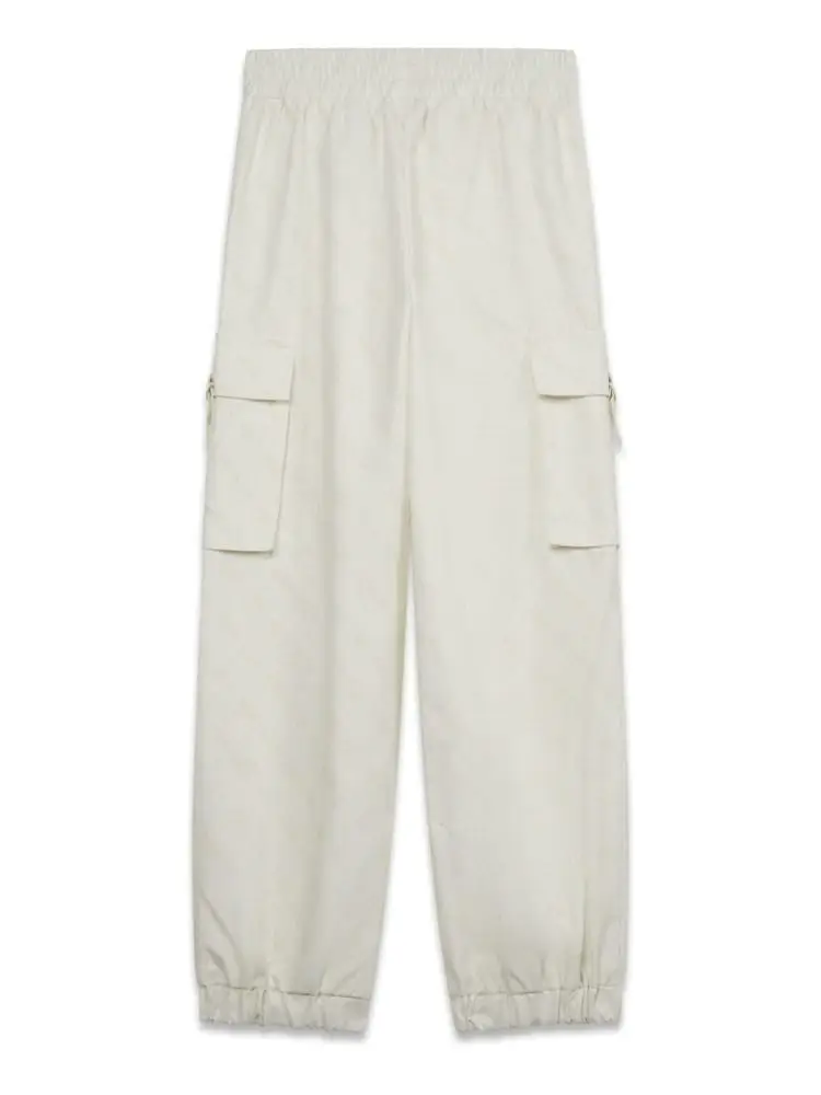 pantaloni kids/junior cargo bianchi con logo all over