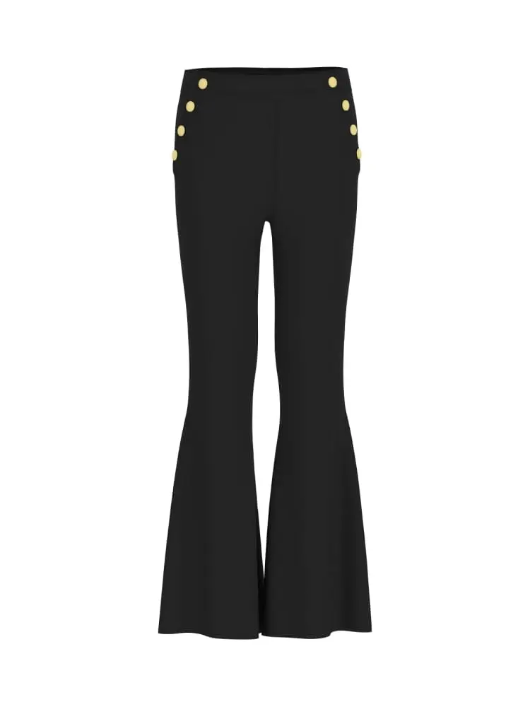 pantaloni kids/junior nero bootcut fit con dettagli dorati