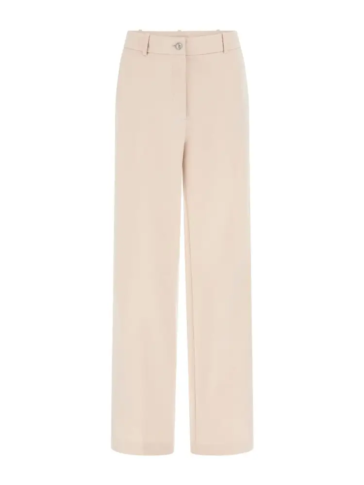 pantaloni new carla beige a vita rialzata con bottone e zip