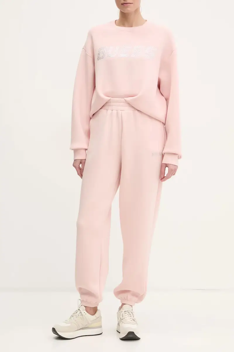 pantaloni tuta CECILIA colore rosa con applicazione V4BB13 K7UW2