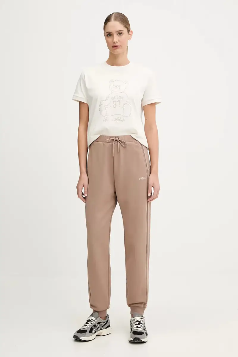 pantaloni tuta OCTAVIA donna colore marrone con applicazione V5BB23 KCX22 miniatura 2