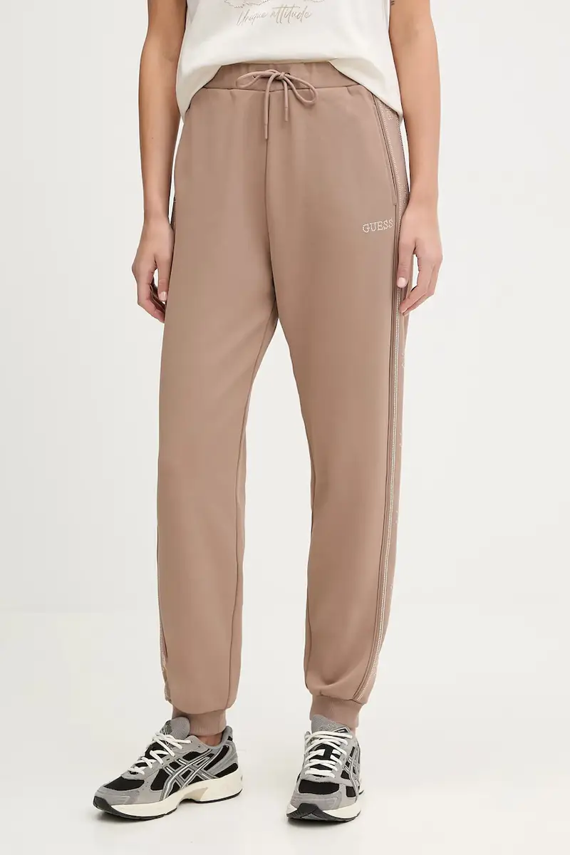 pantaloni tuta OCTAVIA donna colore marrone con applicazione V5BB23 KCX22