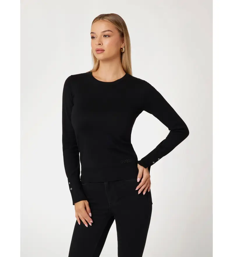 per donna. W2YR30Z2V62 Maglione con scollo a V nero (XS), Casual, Viscosa, Manica lunga