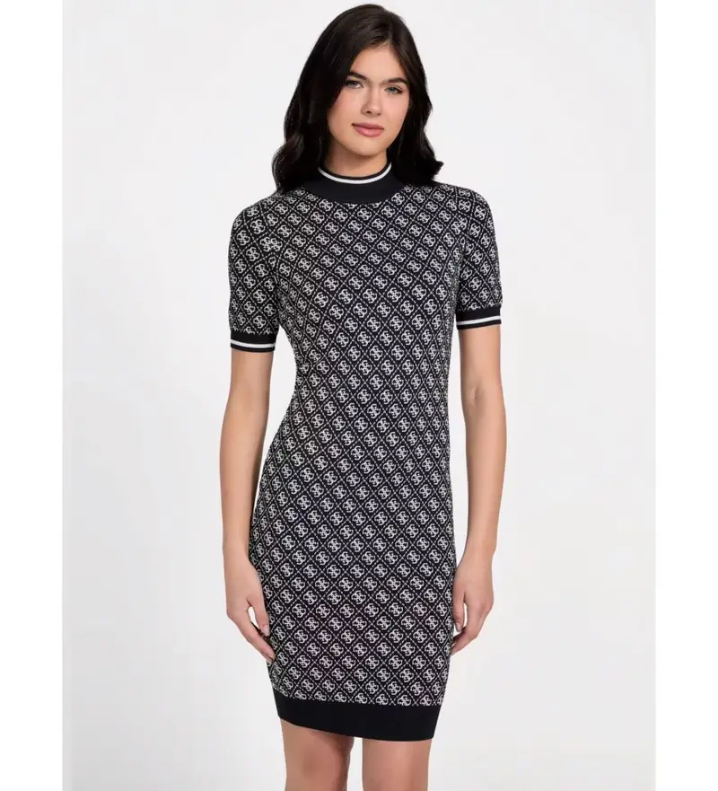 per donna W3YK39Z37K0 Abito midi in maglia con logo 4G blu navy (XS), Casual, Viscosa, Manica corta