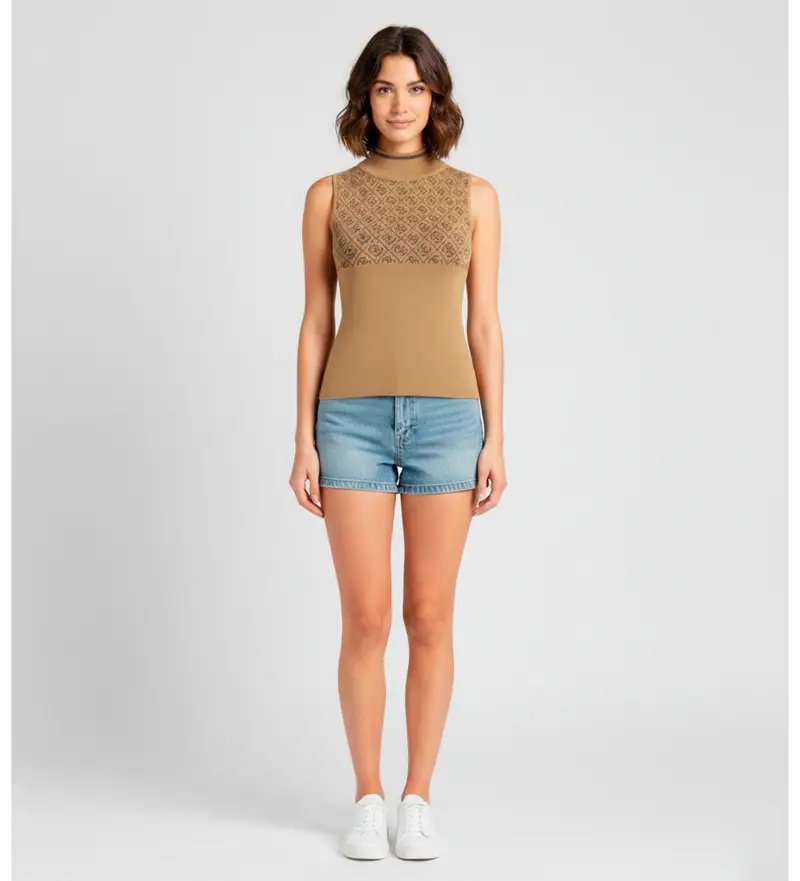 per donna W3YR26Z37K0 Logo 4G nel punto superiore (XS), Marrone, Casual, Viscosa, Senza maniche / cinghie