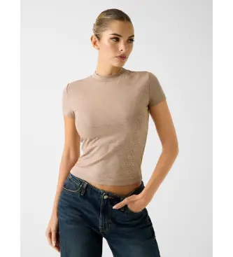 per donna W4BI26J1314 Maglietta marrone con logo 4G (XS), Casual, Cotone, Manica corta