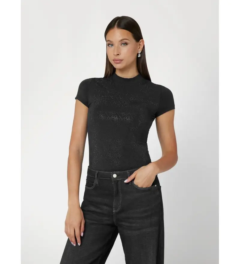 per donna. W4BI26J1314 Maglietta nera con logo 4G (XS), Nero, Casual, Cotone, Manica corta