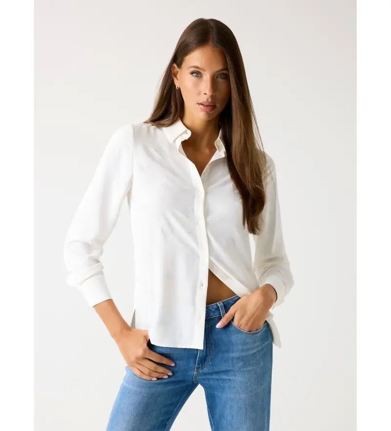 per donna W5BH80W2982 Maglietta bianca con logo 4G (S), Bianco, Casual, Sintetico, Manica lunga