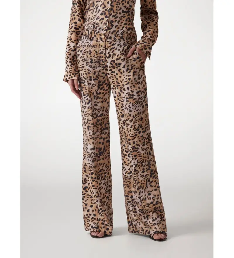 per donna W5GB16WH5N2 Pantaloni palazzo con stampa animalier (S), Casual, Animal Print, Lyocell