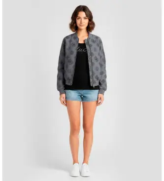 per donna W5YL08WHDK2 Giubbotto bomber con logo blu (S), Casual, Grigio, Sintetico, Manica lunga