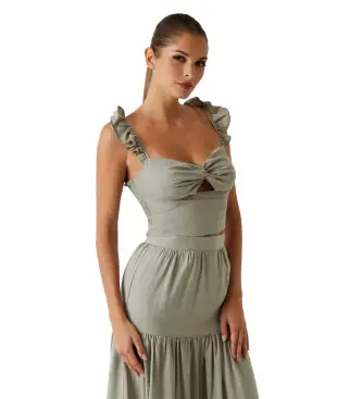 per donna W6GH92W2383 Top Rossana Cropped verde (XS), Casual, Modal, Senza maniche / cinghie