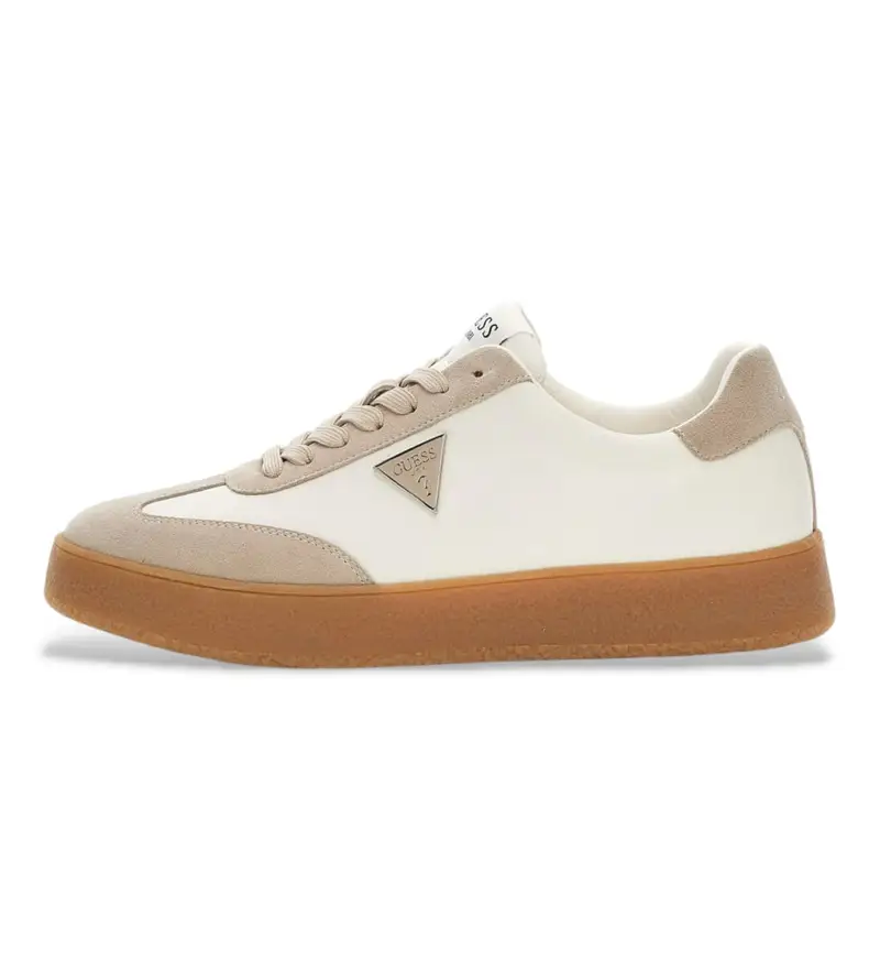 per uomo FMTWIMLEA12 Sneakers in pelle beige Wiman (40), Bianco, Basso, Stringhe, Casual