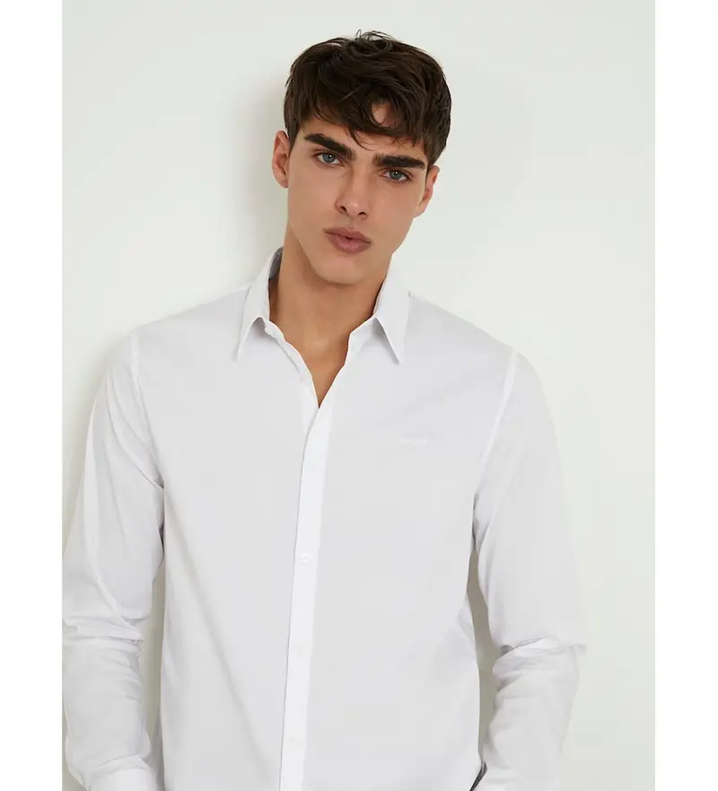 per uomo M1YH20W7ZK1 Camicia bianca slim fit (XL), Bianco, Casual, Cotone, Classico, Manica lunga