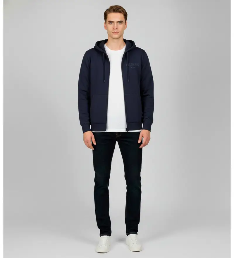 per uomo. M5BQ48K9Z21 Felpa blu basica (M), Casual, Poliestere Nero