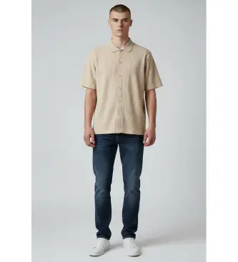 per uomo M6GP09K3078 Polo Yarn Dyed Waffle beige verdastro (S), Casual, Poliestere, Manica corta