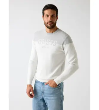 per uomo M6RR20Z4492 Maglione con logo sul davanti, grigio e bianco (XS), Casual, Lyocell