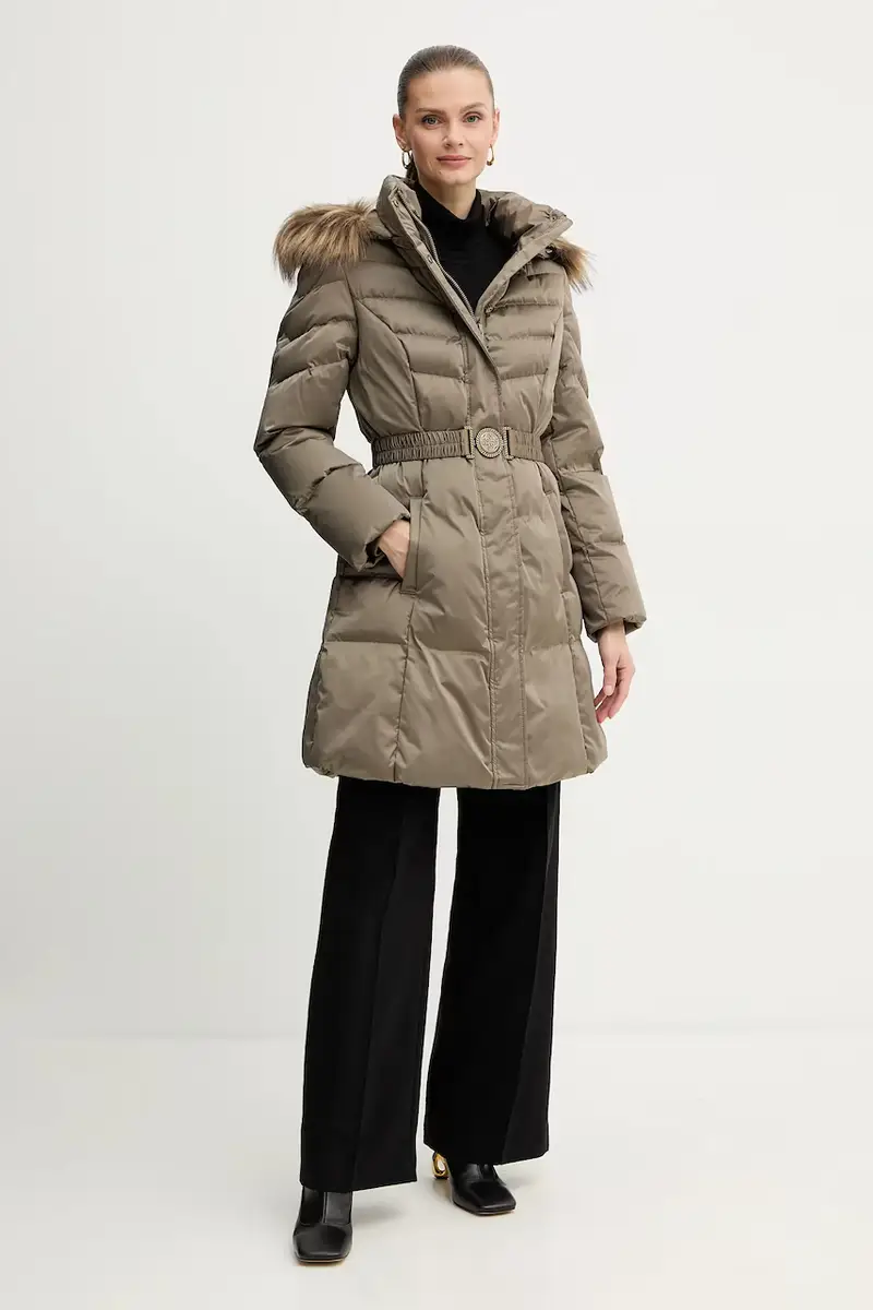 Guess Piumino Verde Donna con Cappuccio