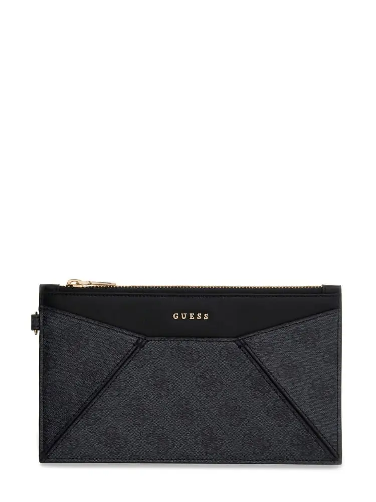 pochette donna nera con monogram all over